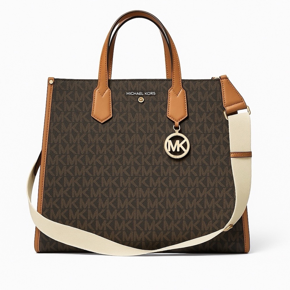 Michael Kors Dark Brown Leather Signature Tote Cross Body Option - Picture 2 of 7